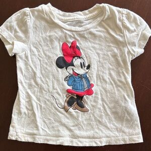 GAP White Short-Sleeve Tee with Minnie Graphic